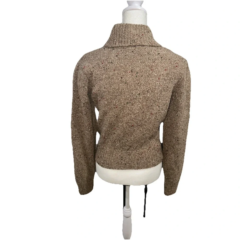 Vintage The Villager Brown Silk Wool Blend Cardigan SIZE Medium - Picture 4 of 9